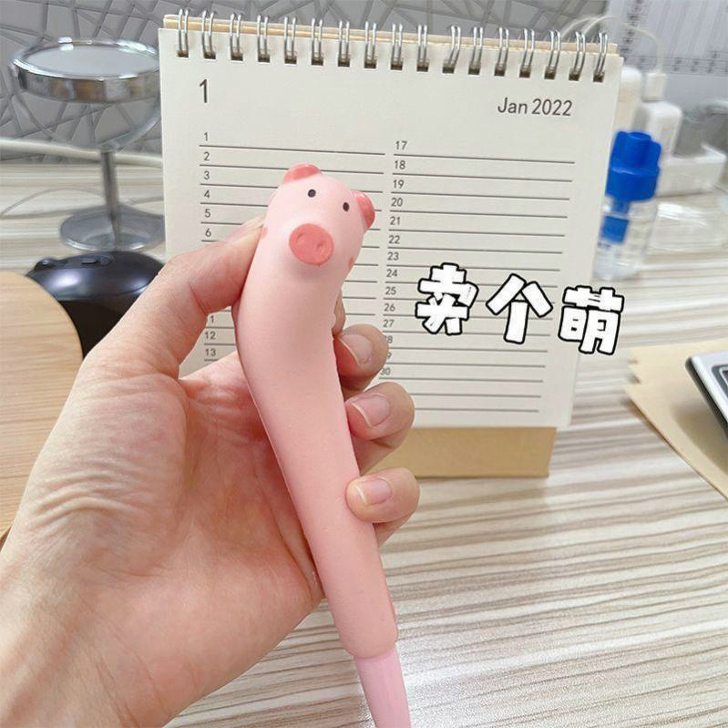 Bút Mực Gel Mực Đen Hình Chú Heo Hoạt Họa Vui Nhộn Cho Học Sinh