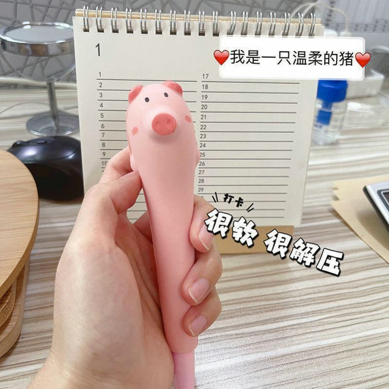 Bút Mực Gel Mực Đen Hình Chú Heo Hoạt Họa Vui Nhộn Cho Học Sinh