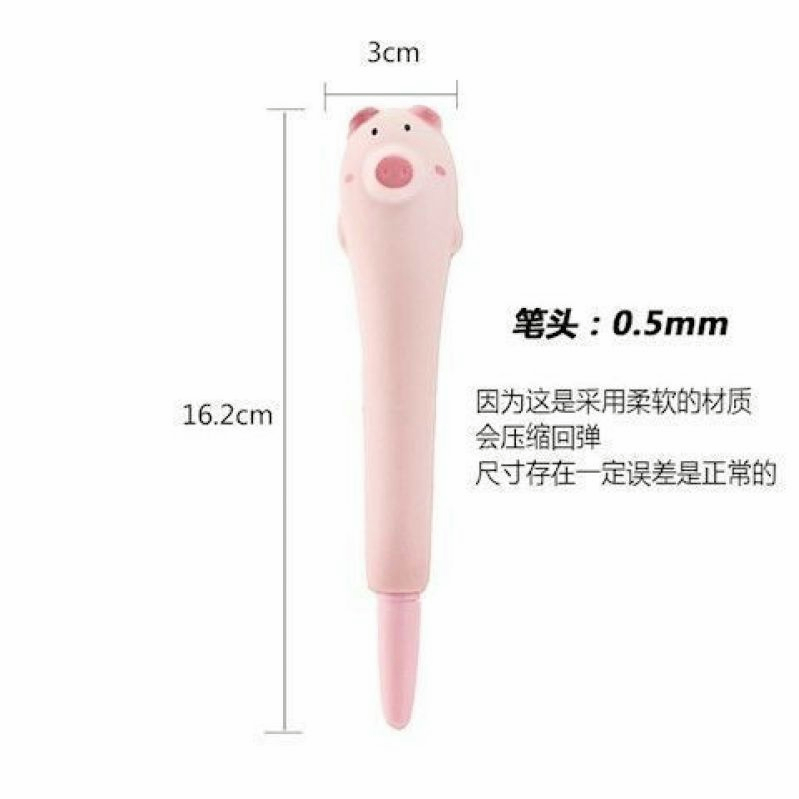 Bút Mực Gel Mực Đen Hình Chú Heo Hoạt Họa Vui Nhộn Cho Học Sinh