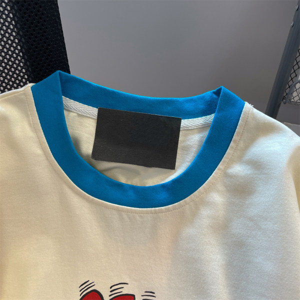 Áo Thun Cotton Ngắn Tay Họa Tiết Tương Phản Vui Nhộn Thời Trang Mùa Hè Nhật Bản
