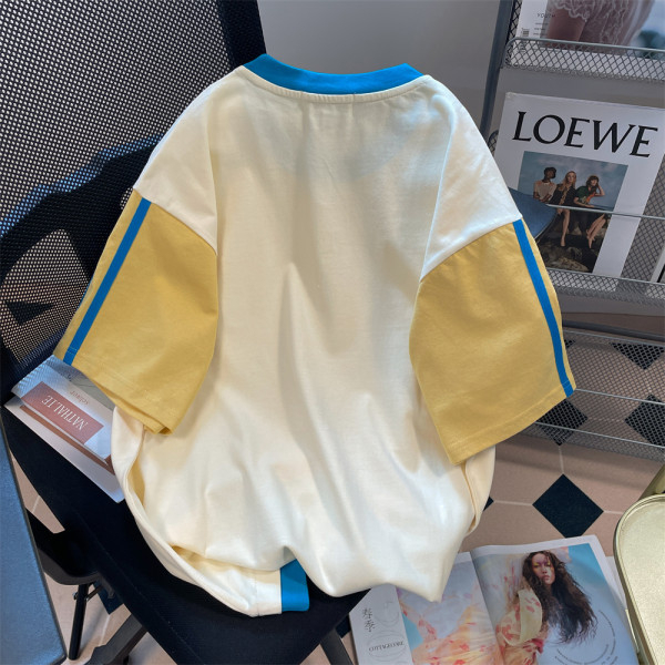 Áo Thun Cotton Ngắn Tay Họa Tiết Tương Phản Vui Nhộn Thời Trang Mùa Hè Nhật Bản