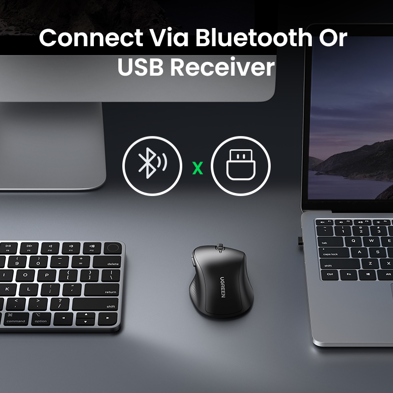 New in Sale Ugreen Chuột không dây 2.4 G 4000DPI Bluetooth 5.0 Cong thái học chuột 5 nút cho Laptop Macbook PC