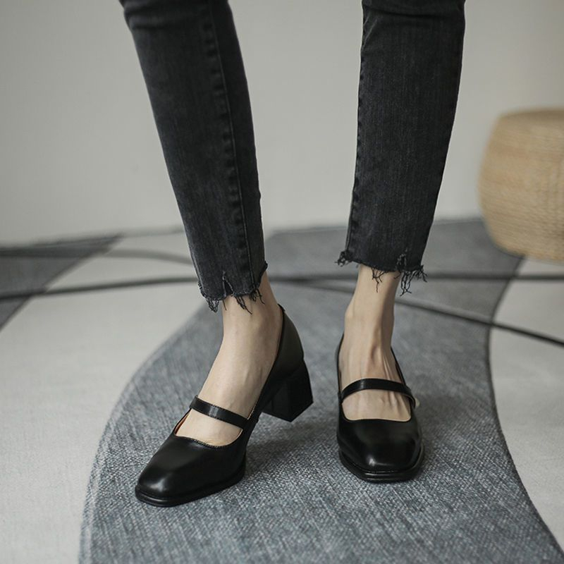 Giày Cao Gót 5cm Mũi Vuông Thời Trang Cho Nữ
