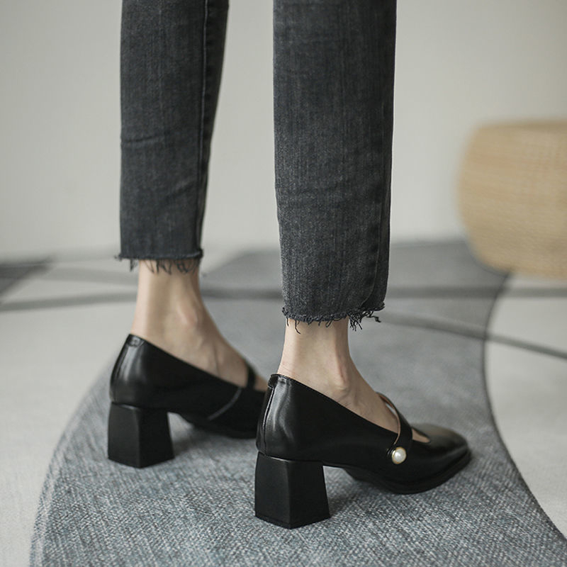 Giày Cao Gót 5cm Mũi Vuông Thời Trang Cho Nữ