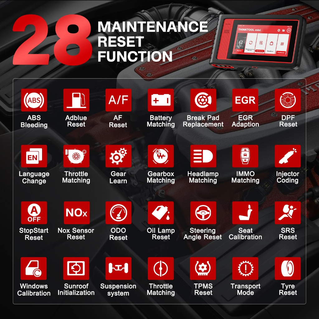 Thinktool mini Full System Máy quét ô tô 10 Chức năng OBD + 28 Chức năng Đặt lại  ABS SAS TPS BMS EPB TPMS