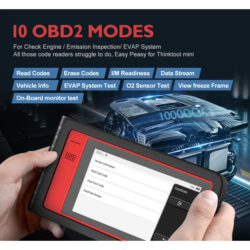 Thinktool mini Full System Máy quét ô tô 10 Chức năng OBD + 28 Chức năng Đặt lại  ABS SAS TPS BMS EPB TPMS