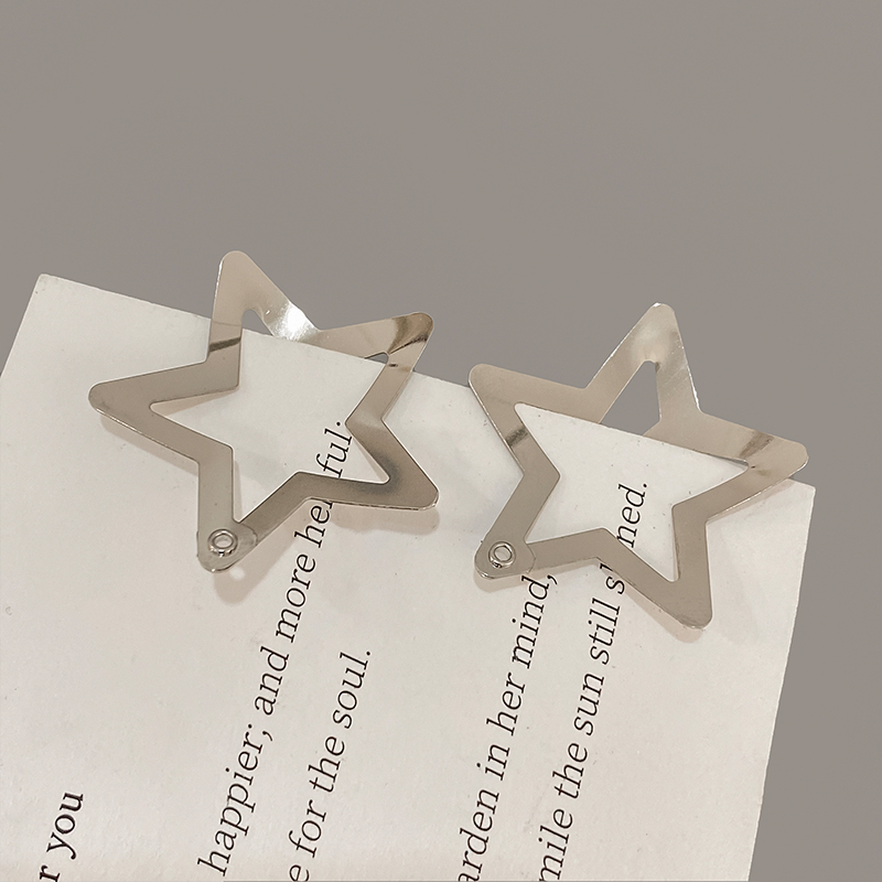 Y2k Kẹp Tóc Ngôi Sao Năm Cánh Bằng Kim Loại Màu Bạc Mát Mẻ Dễ Phối Đồ Dành Cho Bạn Gái