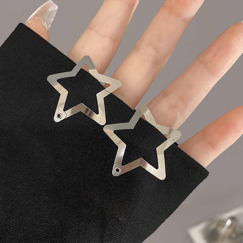 Y2k Kẹp Tóc Ngôi Sao Năm Cánh Bằng Kim Loại Màu Bạc Mát Mẻ Dễ Phối Đồ Dành Cho Bạn Gái