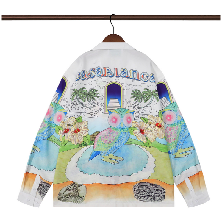 Áo Sơ Mi cotton Tay Dài In Họa Tiết Casablanca Thời Trang Cho Nam Và Nữ