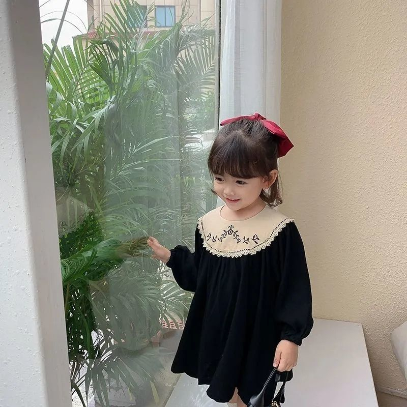 Đầm Công Chúa Thêu Họa Tiết Phong Cách Nước Ngoài Thời Trang Xuân Thu Mới 2023 Dành Cho Bé Gái