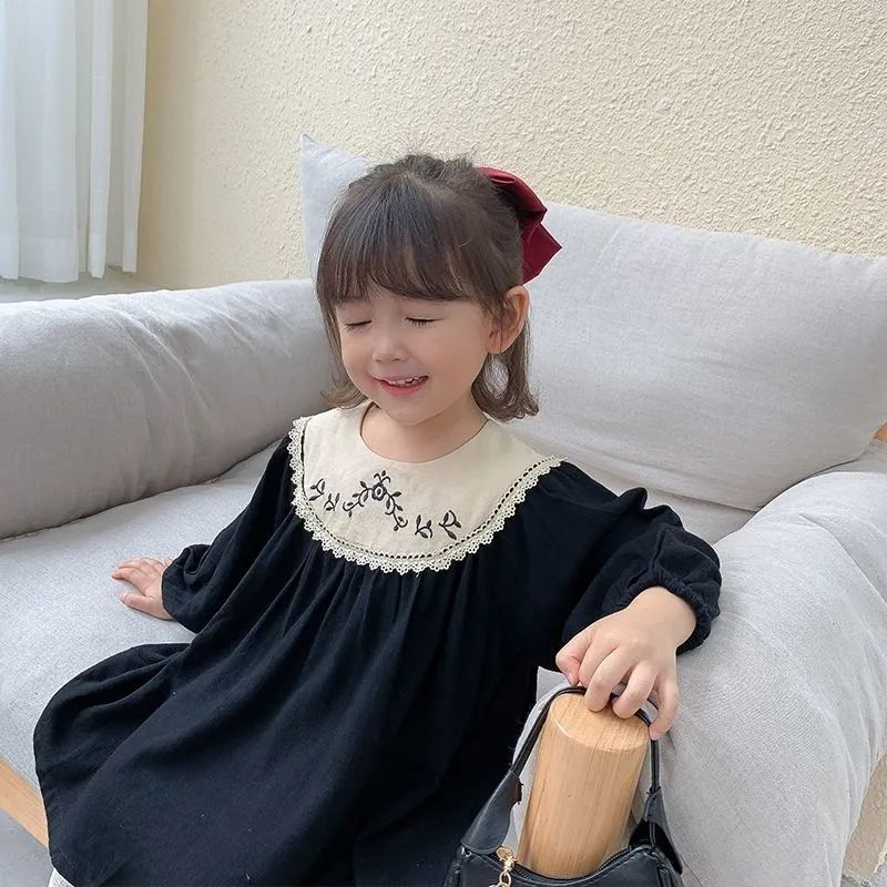 Đầm Công Chúa Thêu Họa Tiết Phong Cách Nước Ngoài Thời Trang Xuân Thu Mới 2023 Dành Cho Bé Gái