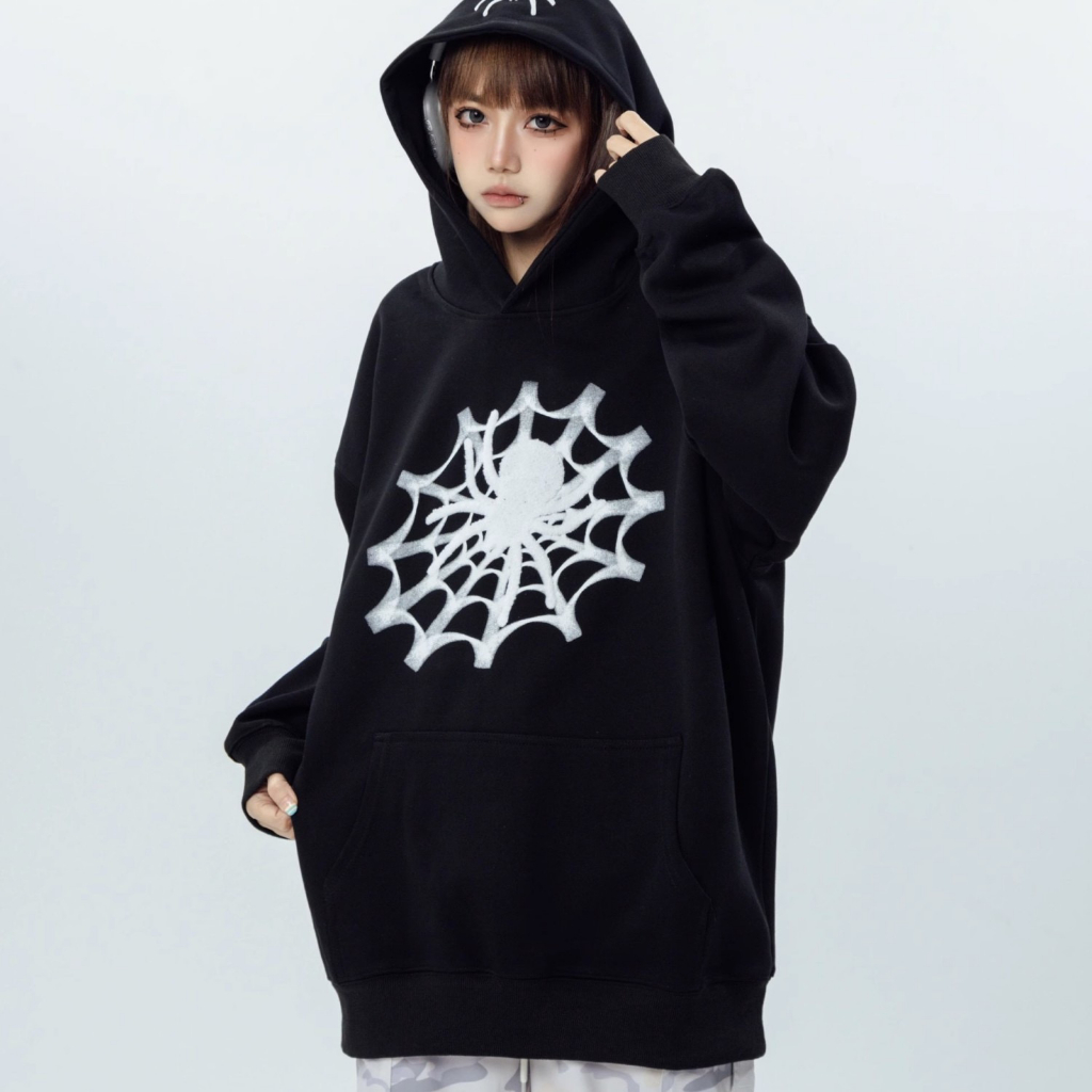 Áo Hoodie Tay Dài Dáng Rộng In Họa Tiết Phong Cách Mỹ Thời Trang Thu Đông Cho Nữ