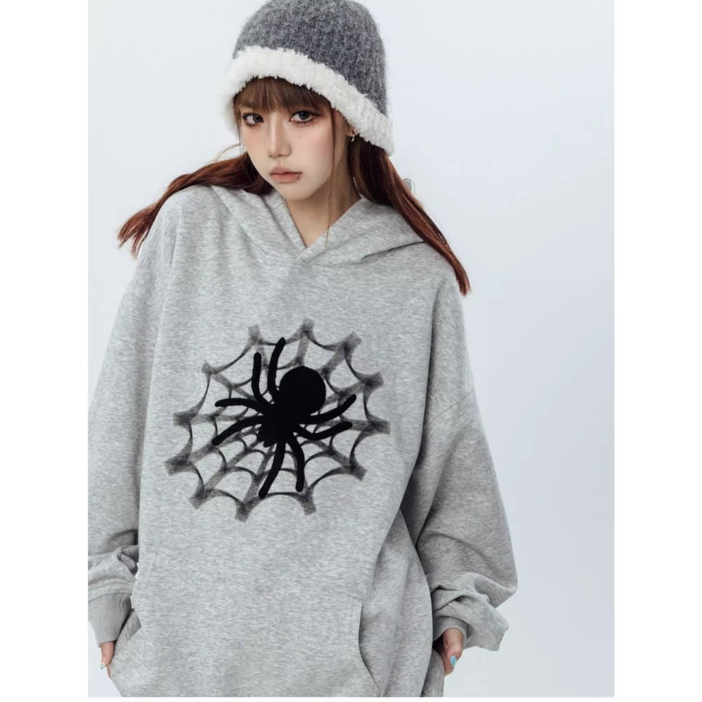 Áo Hoodie Tay Dài Dáng Rộng In Họa Tiết Phong Cách Mỹ Thời Trang Thu Đông Cho Nữ