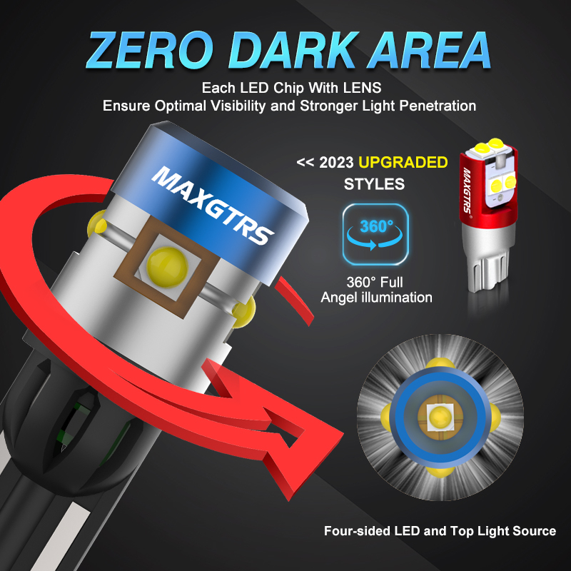 Đèn LED MAXGTRS T10 W5W 5W 12V 3030 Chip 194 168 Ánh Sáng Trắng 6000K Siêu Sáng Dành Cho Ô Tô