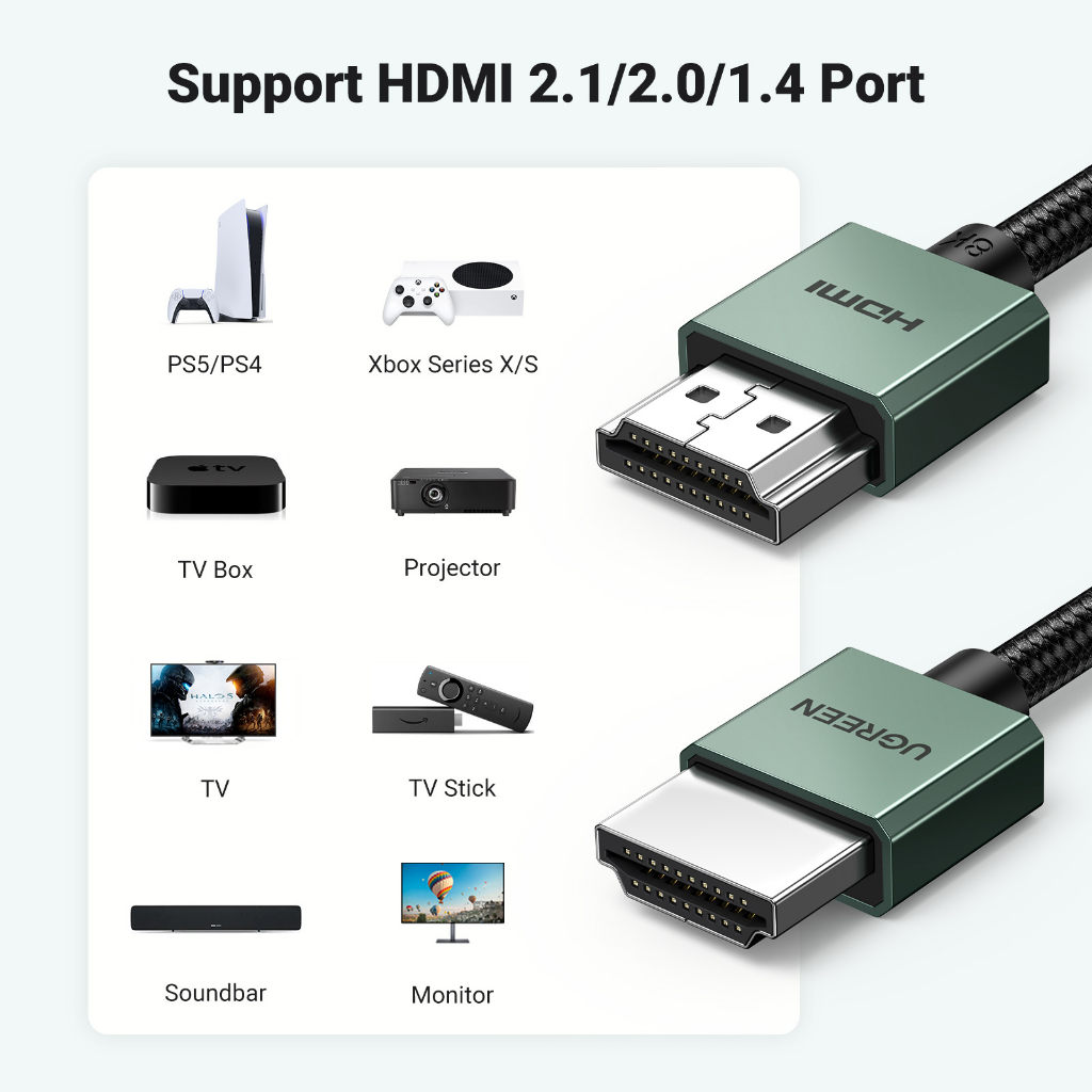 Cáp HDMI-cp 8k / 60hz UGREEN cho TV Xiaomi Box Switcher 3D HDCP