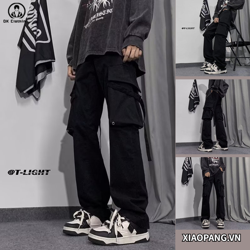 Quần Dài Ống Đứng Có Túi Lớn Màu Đen Đơn Giản Thời Trang Hàn Quốc Cho Nam quần jogger nam quần bò ống suông
