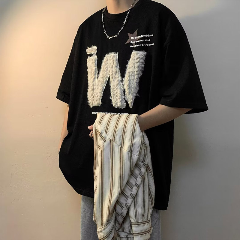 Áo Thun Tay Ngắn Cổ Tròn Phong Cách Harajuku Nhật Bản Thời Trang Cho Nam Và Nữ