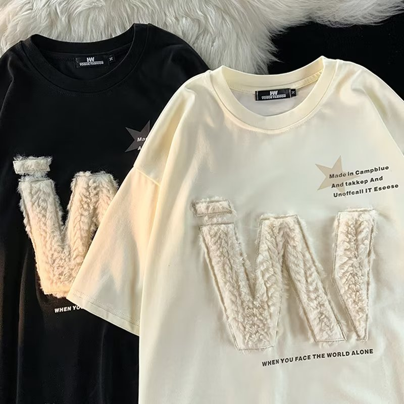 Áo Thun Tay Ngắn Cổ Tròn Phong Cách Harajuku Nhật Bản Thời Trang Cho Nam Và Nữ