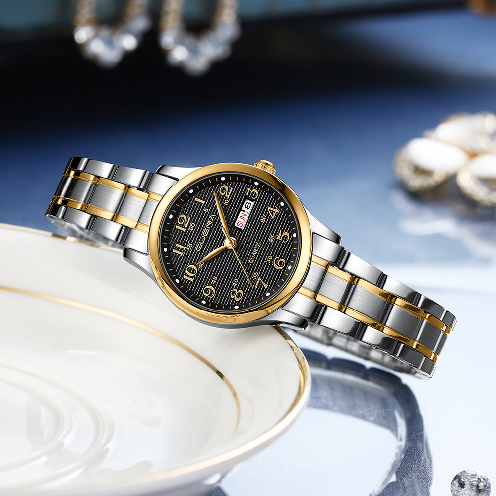 Đồng Hồ Quartz Chạy Kim CUENA Chất Liệu Thép Không Gỉ Chống Thấm Nước 6103X