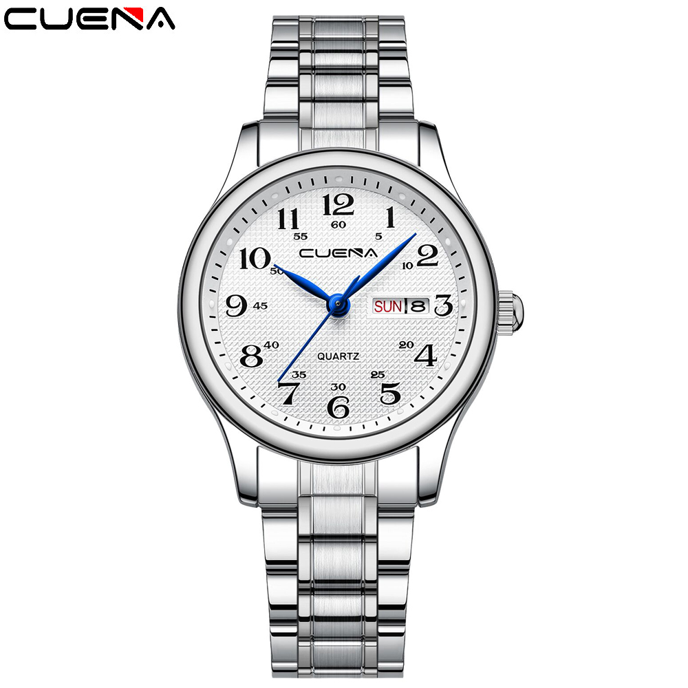 Đồng Hồ Quartz Chạy Kim CUENA Chất Liệu Thép Không Gỉ Chống Thấm Nước 6103X