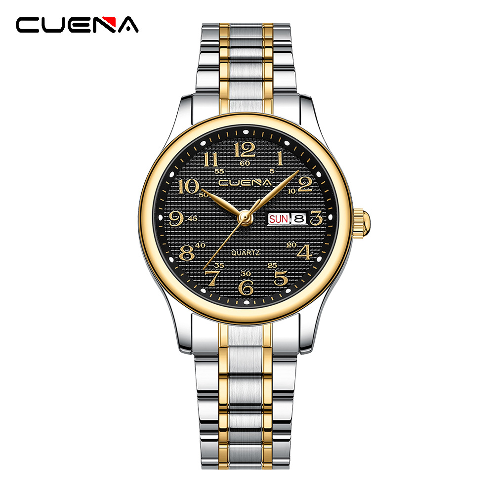 Đồng Hồ Quartz Chạy Kim CUENA Chất Liệu Thép Không Gỉ Chống Thấm Nước 6103X