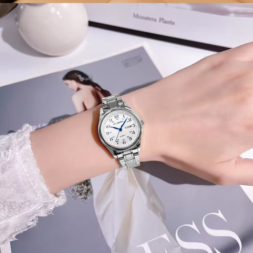 Đồng Hồ Quartz Chạy Kim CUENA Chất Liệu Thép Không Gỉ Chống Thấm Nước 6103X