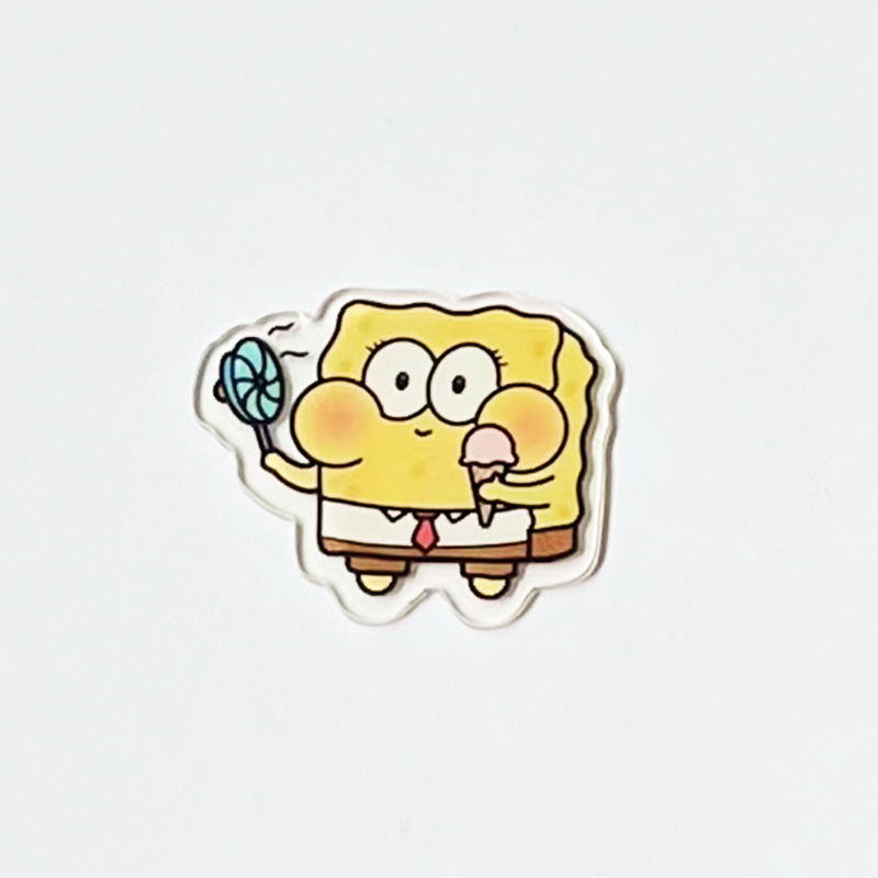 Ghim Cài Áo Bằng Acrylic Hình SpongeBob Hoạt Hình Vui Nhộn