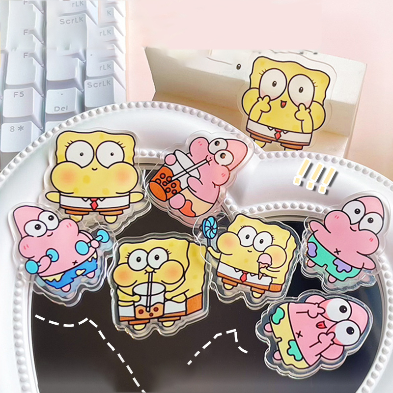 Ghim Cài Áo Bằng Acrylic Hình SpongeBob Hoạt Hình Vui Nhộn