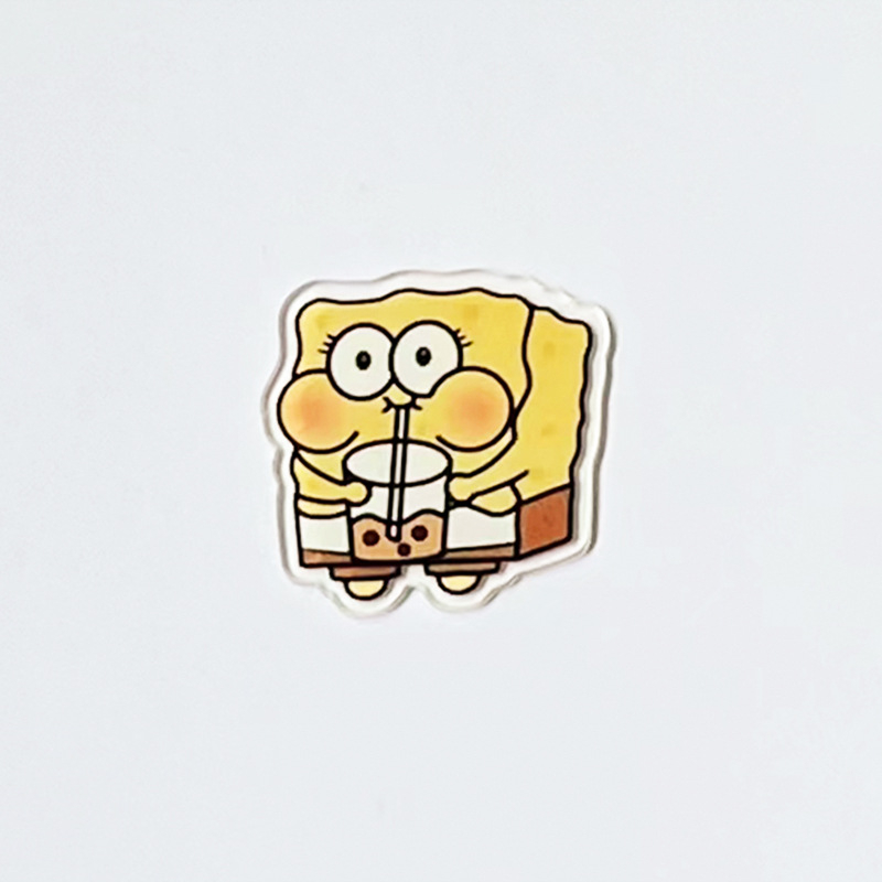 Ghim Cài Áo Bằng Acrylic Hình SpongeBob Hoạt Hình Vui Nhộn