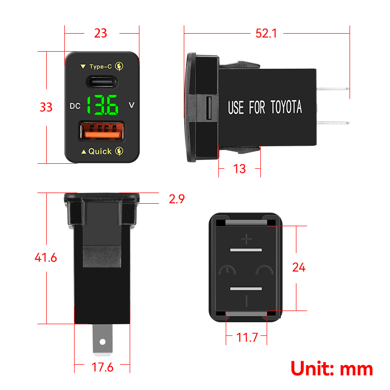 Tẩu Sạc Nhanh QC3.0 36W Usb C PD Cổng 12V / 24V Chuyên Dụng Cho Xe Hơi Toyota | BigBuy360 - bigbuy360.vn