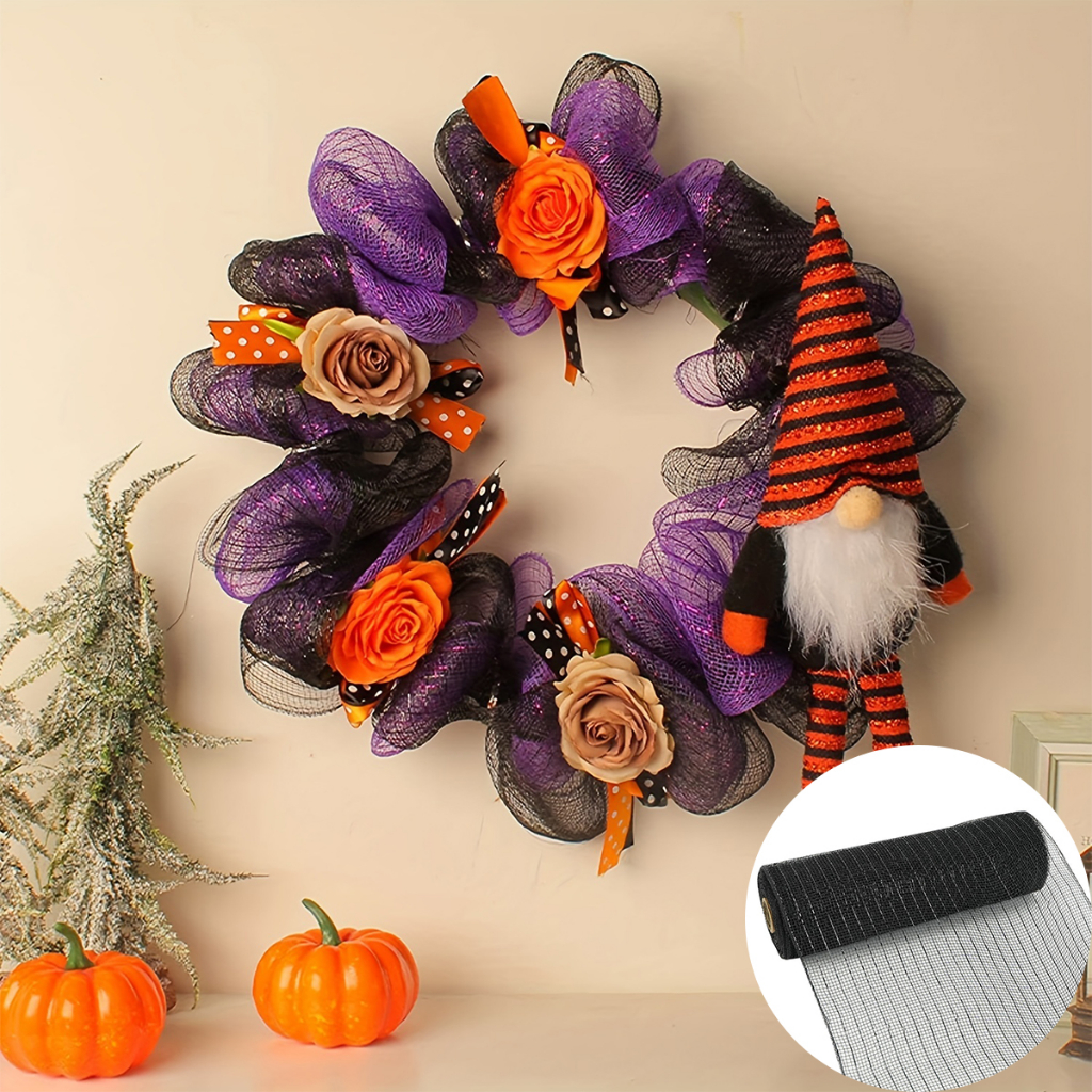 Dây Ruy Băng Lưới 26cm 10 Yards Màu Vàng / Bạc / Đỏ Dùng Trang Trí Cây Thông Giáng Sinh DIY