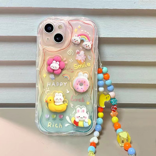 IPhone 14 Pro Max IPhone 13 Pro Max IPhone 12 Pro Max IPhone 7 Plus IPhone 8 Plus Ốp điện thoại búp bê 3D họa tiết sóng dễ thương có vòng đeo tay
