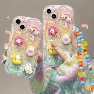 IPhone 14 Pro Max IPhone 13 Pro Max IPhone 12 Pro Max IPhone 7 Plus IPhone 8 Plus Ốp điện thoại búp bê 3D họa tiết sóng dễ thương có vòng đeo tay
