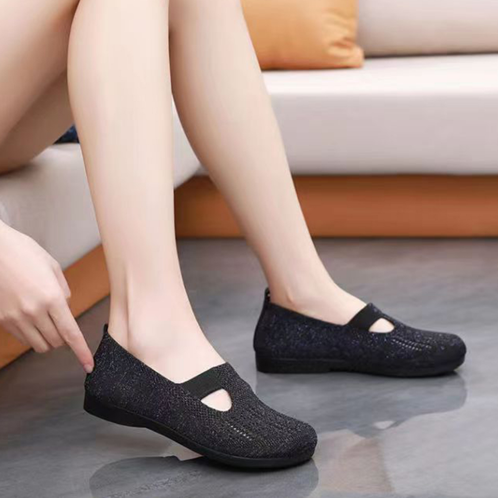 Giày Lười Dệt Kim Nhẹ Nhàng Mùa Hè Bắc Kinh Cổ Điển Cho Nữ Giới