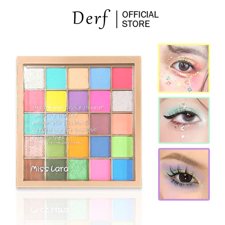 Bảng Phấn Mắt Derf 25 Màu Macaron Ngọc Trai Lấp Lánh