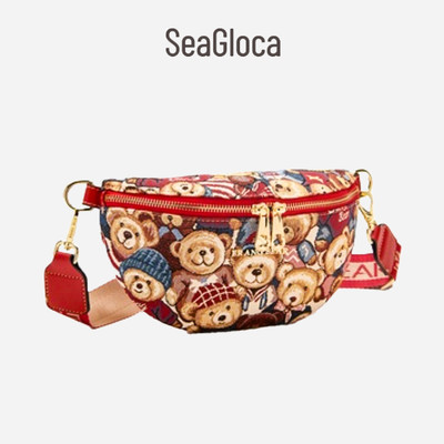 Túi đeo chéo SEAGLOCA thêu hình gấu dây bản rộng tùy chỉnh thời trang tùy chọn màu sắc cho nữ