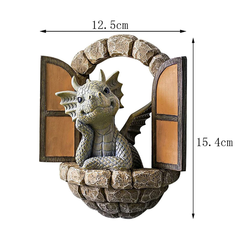 Tượng Khủng Long Leo Cửa Sổ Chất liệu nhựa Resin dễ thương Nhỏ gọn Trang Trí Sân Vườn