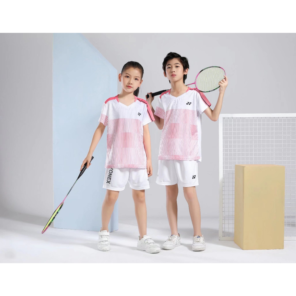 Bộ Quần Áo Chơi Bóng Bàn Yonex Tay Ngắn Kiểu Hàn Quốc Dễ Thương Cho Bé Trai + Gái