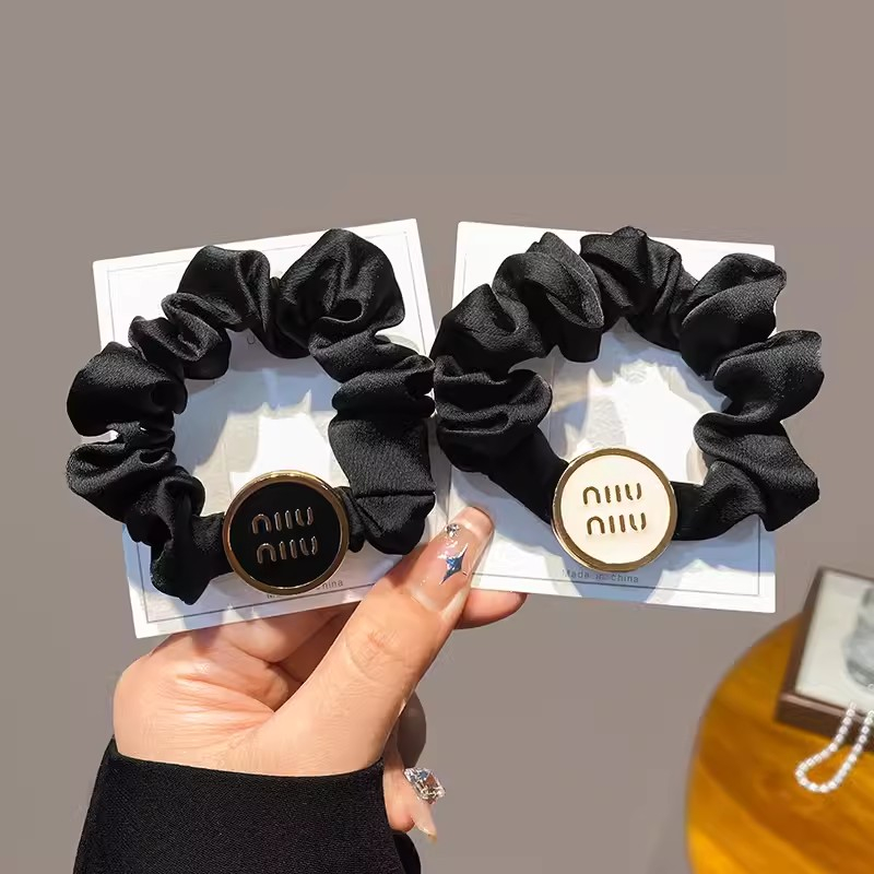 Mh Dây Buộc Tóc Đuôi Ngựa Cao Thấp Co Giãn Hình Tròn In Chữ miumiu Đơn Giản Thời Trang Cho Nữ