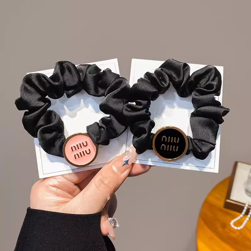 Mh Dây Buộc Tóc Đuôi Ngựa Cao Thấp Co Giãn Hình Tròn In Chữ miumiu Đơn Giản Thời Trang Cho Nữ