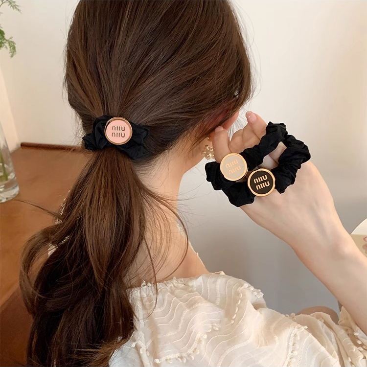 Mh Dây Buộc Tóc Đuôi Ngựa Cao Thấp Co Giãn Hình Tròn In Chữ miumiu Đơn Giản Thời Trang Cho Nữ
