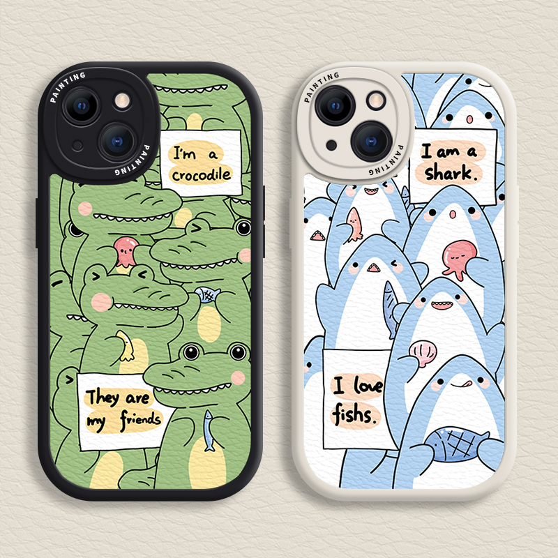 Ốp Điện Thoại Mềm Hình Cá Sấu Và Cá Mập Cho iPhone 6 / 7 / 8 Plus / X / XR / Xs Max 14 / 13 / 12 / 11 Promax