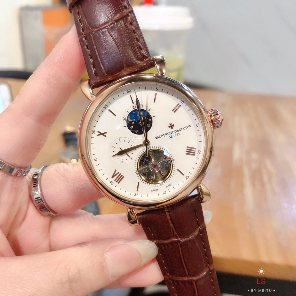 Đồng Hồ Cơ Tự Động Vacheron Dây Da Thật Đa Chức Năng Thời Trang Cho Nam