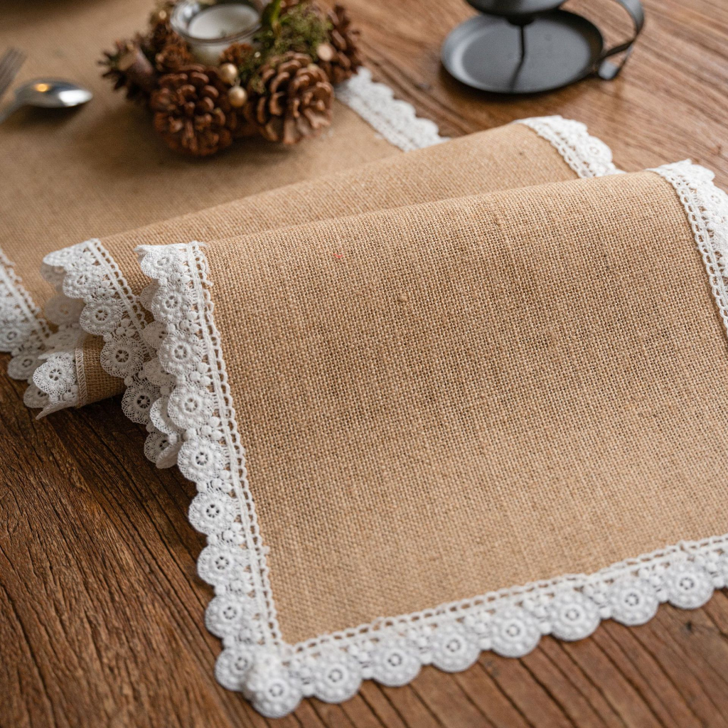 Khăn Trải Bàn Vải Lanh Cotton Màu Trơn Đính Tua Rua Phong Cách Bắc Âu Sáng Tạo Table Runner Creative