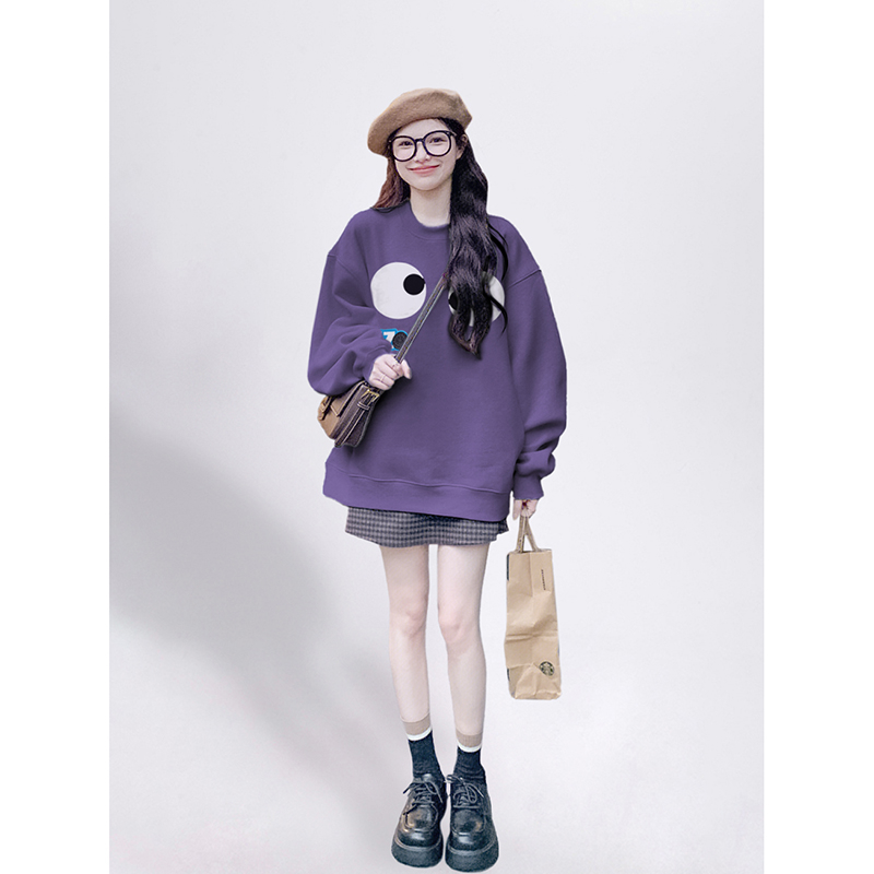 Áo Sweater Cổ Tròn In Hình Biểu Tượng Cảm Xúc Thời Trang Xuân Thu Cho Nữ