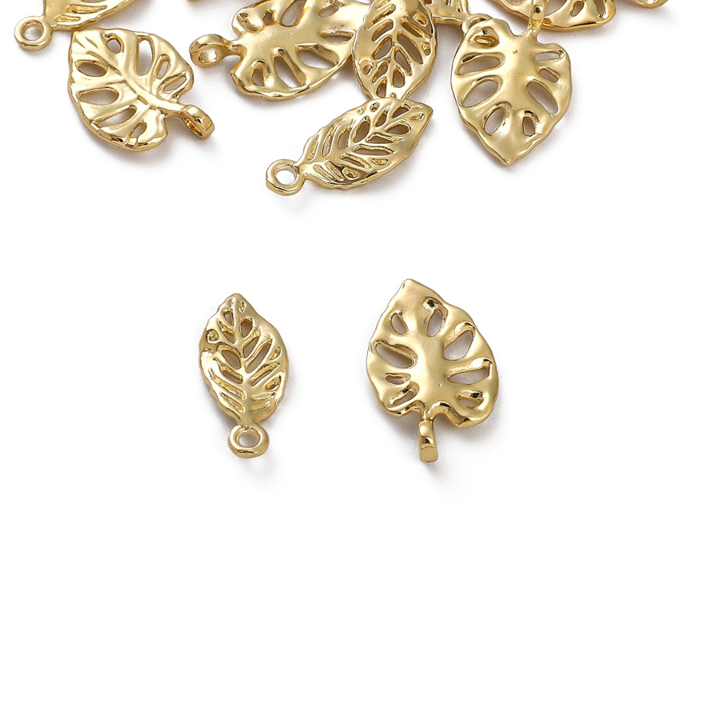 Mặt Dây Chuyền Hình Lá Bằng Đồng Mạ Vàng 14K Nhiều Màu Sắc Chất Lượng Cao