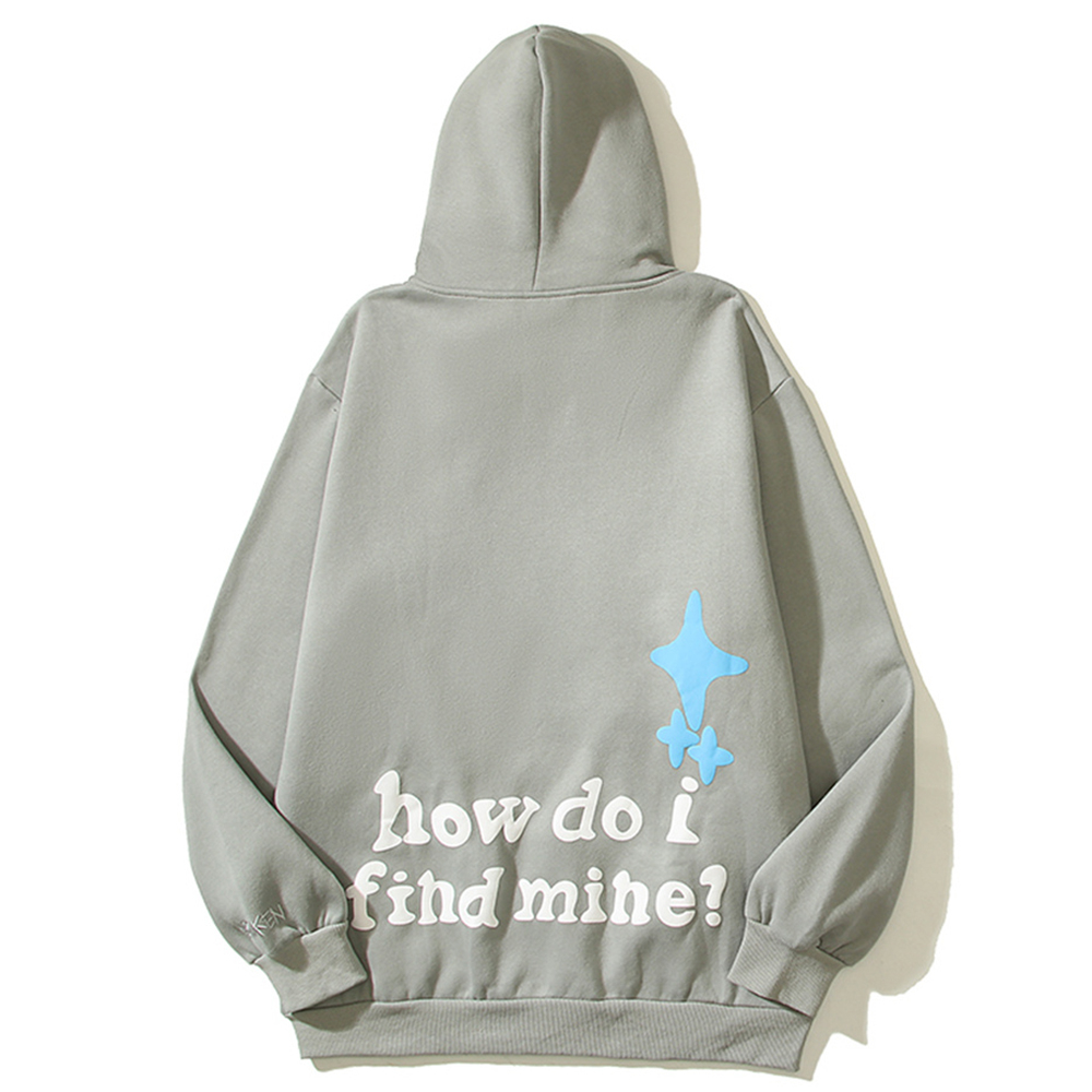 Áo Hoodie Nỉ Chui Đầu In Hình Hành Tinh Màu Xám Thời Trang Đường Phố Cho Nam