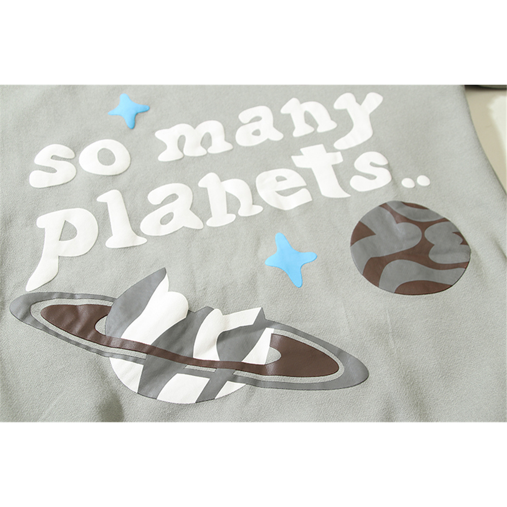 Áo Hoodie Nỉ Chui Đầu In Hình Hành Tinh Màu Xám Thời Trang Đường Phố Cho Nam