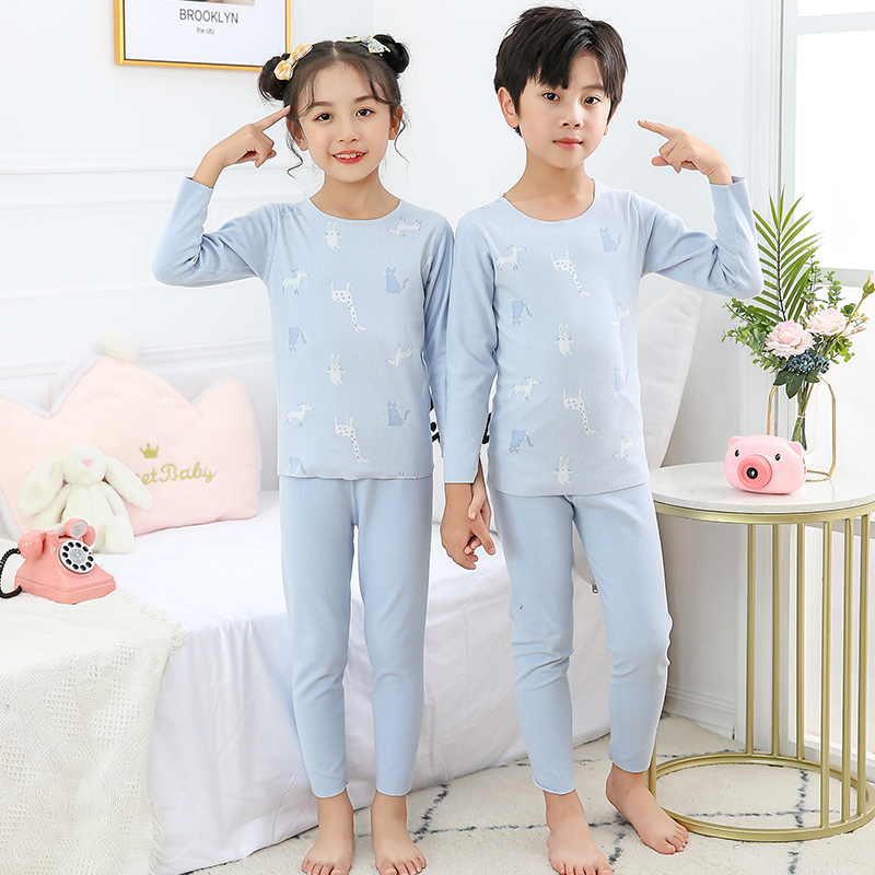 Bộ Đồ Ngủ Pijama Dài Tay Không Đường May Cho Bé 100-160cm