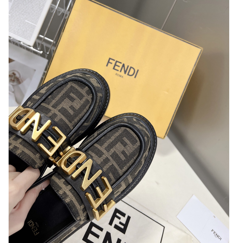 Giày Lười Da Fendigraphy Thời Trang Sang Trọng Dành Cho Nữ